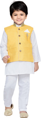 

AJ Dezines Boys Festive & Party Kurta, Waistcoat and Pyjama Set(Gold Pack of 1