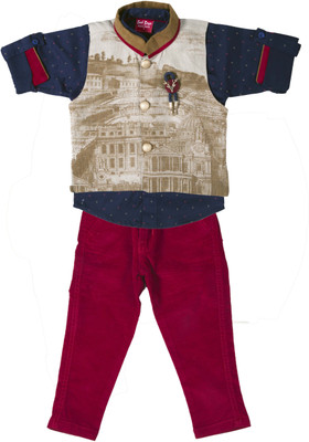 

Bad Boys Boys Festive & Party Shirt, Waistcoat and Pant Set(Multicolor Pack of 3, Khaki