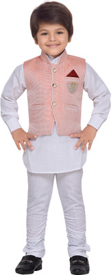 

AJ Dezines Boys Festive & Party Kurta, Waistcoat and Pyjama Set(Orange Pack of 1