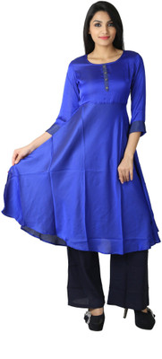 Span Women Solid Anarkali Kurta(Blue) Span Women Solid Anarkali Kurta(Blue)