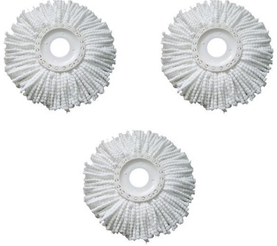 JRDS Set of 3 360 Rotating Magic Refills Wet & Dry Mop(White)