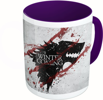 

MiiCreations Printed Two Tone Blue And White Winter Is Coming Ceramic Mug(325 ml)