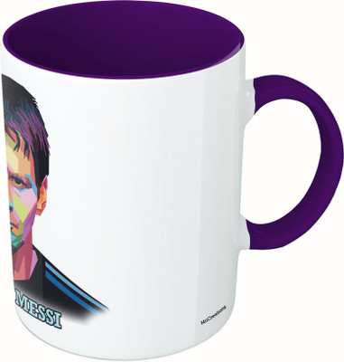 MiiCreations Printed Two Tone Blue And White Lionel Messi Ceramic Mug(325 ml)