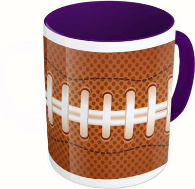 

MiiCreations Printed Two Tone Blue And White Rugby Football Ceramic Mug(325 ml)