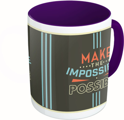

MiiCreations Printed Two Tone Blue And White Make The Impossible Possible Ceramic Mug(325 ml)