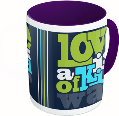 

MiiCreations Printed Two Tone Blue And White Love Is A Kind Of War Ceramic Mug(325 ml)