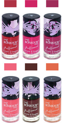 

Bonjour Paris Velvet matte Nail Polish Multicolor(Pack of 6)