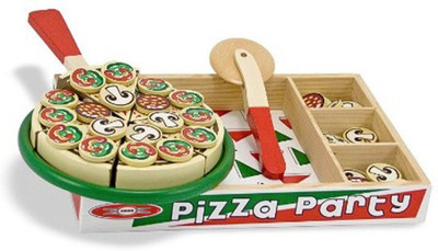 

Emob Amazing Colorful Delicious Wooden Pizza with 54 Toppings, Spatula and Pizza Cutter