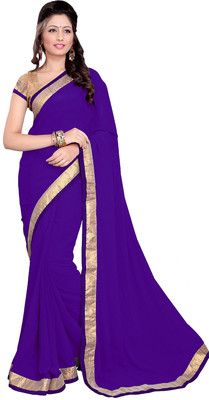 

Sourbh Sarees Self Design, Solid, Printed Bollywood Georgette Saree(Purple)