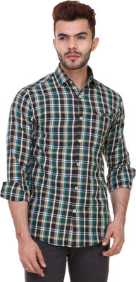 Skoosh Men Checkered Casual Green Shirt