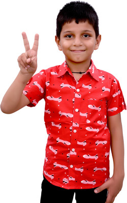 

Qeboo Boys Printed Casual Red Shirt