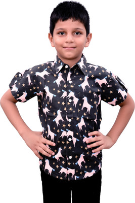 

Qeboo Boys Printed Casual Black Shirt