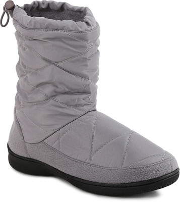 

Dearfoams Quilted Nylon Boot with Memory Foam Boots For Women(Grey
