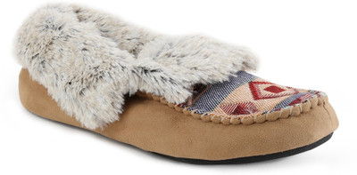 

Dearfoams Microsuede Bootie with Jacquard Tab & Memory Foam Boots For Women(Beige