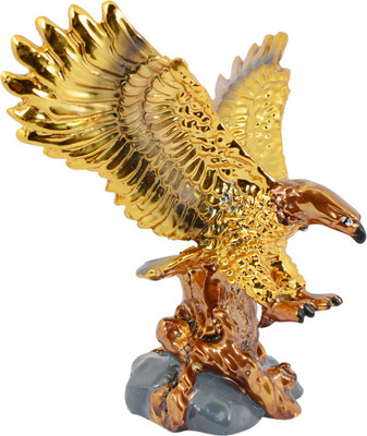 

Reiki Crystal Products Vastu Feng Shui Flying Golden Eagle Spreading Wings For Wealth & Success Decorative Showpiece - 13 cm(Porcelain, Multicolor)