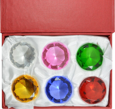 

Reiki Crystal Products Feng Shui Crystal Diamond 6pc Set For Remove Outside Negative Energy Good luck & Prosperity Decorative Showpiece - 3 cm(Porcelain, Multicolor)