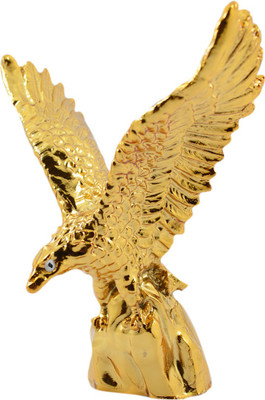 

Reiki Crystal Products Vastu Feng Shui Flying Golden Eagle Spreading Wings For Wealth & Success Decorative Showpiece - 9 cm(Porcelain, Gold)