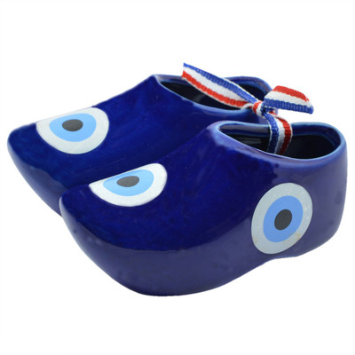 

Reiki Crystal Products Vastu Feng Shui Evil Eye Baby Shoes for Prosperity and Protection, Evil Eye Repellent Decorative Showpiece - 6 cm(Porcelain, Blue)