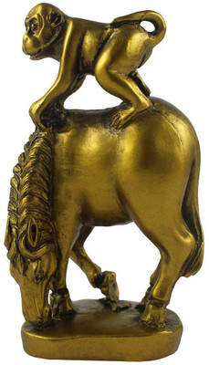 

Reiki Crystal Products Vastu Feng Shui Antique Golden Monkey On Horse For Victory Success And Achievement Decorative Showpiece - 10 cm(Porcelain, Gold)