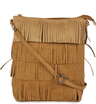 

Clo Clu Women Casual Tan Genuine Leather Sling Bag