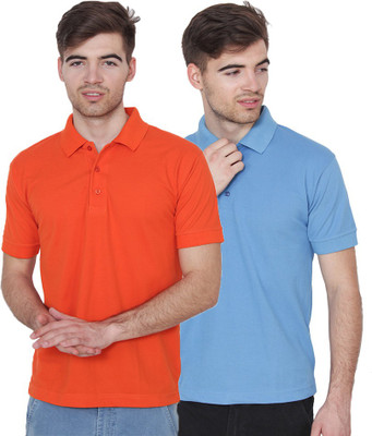 Xee Solid Men Polo Neck Orange T-Shirt(Pack of 2) Xee Solid Men Polo Neck Orange T-Shirt(Pack of 2)
