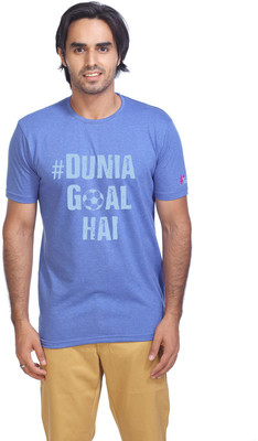 Hashtag Graphic Print Men Round Neck Black T-Shirt