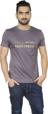 

Sentido Graphic Print Men's Round Neck Grey T-Shirt