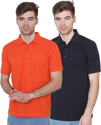 Xee Solid Men Polo Neck Orange T-Shirt(Pack of 2) Xee Solid Men Polo Neck Orange T-Shirt(Pack of 2)