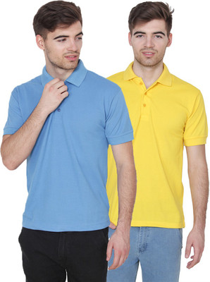 Xee Solid Men Polo Neck Light Blue T-Shirt(Pack of 2) Xee Solid Men Polo Neck Light Blue T-Shirt(Pack of 2)