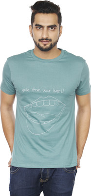 

Sentido Graphic Print Men's Round Neck Dark Green T-Shirt
