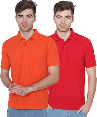 Xee Solid Men Polo Neck Orange T-Shirt(Pack of 2) Xee Solid Men Polo Neck Orange T-Shirt(Pack of 2)
