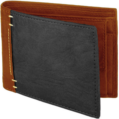 

Accezory Men Casual Brown, Black Artificial Leather Wallet(4 Card Slots), Tan;black