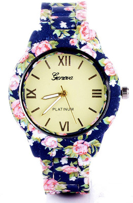 

Creator Geneva Platinum Blue Rose Strap Watch - For Women