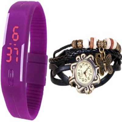 Rokcy Dori Butterfly & Led Pack of 2 Analog-Digital Watch - For Couple Analog-Digital Watch  - For Girls   Watches  (Rokcy)