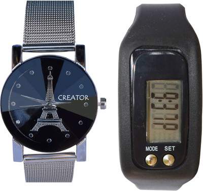 

Vitrend Eiffel Tower Printed Dial And Fitness Band Watch - For Men & Women