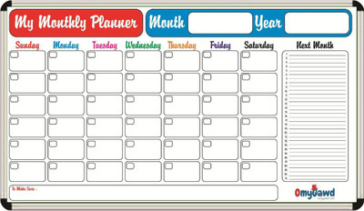 

BoardRite Regular My Monthly Planner Board(1.5 feet x 2 feet) by OmyGawd Whiteboards(Set of 0, White)
