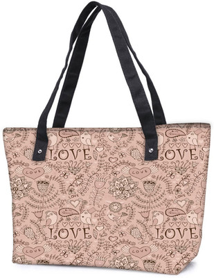

Snoogg Pack Of 2 Love Birds Cream Pattern Combo Tote Shopping Grocery Bag With Coin Pencil Purse Shoulder Bag(Multicolor, 5 L)