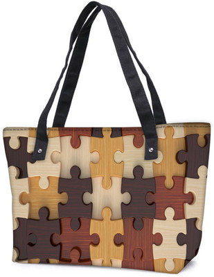 

Snoogg Pack Of 2 Puzzler Combo Tote Shopping Grocery Bag With Coin Pencil Purse Shoulder Bag(Multicolor, 15 L)