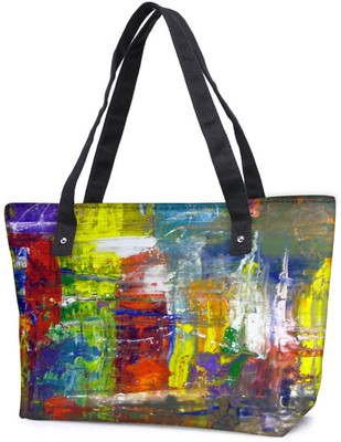 

Snoogg Pack Of 2 Wall Art Abstract Painting Combo Tote Shopping Grocery Bag With Coin Pencil Purse Shoulder Bag(Multicolor, 15 L)