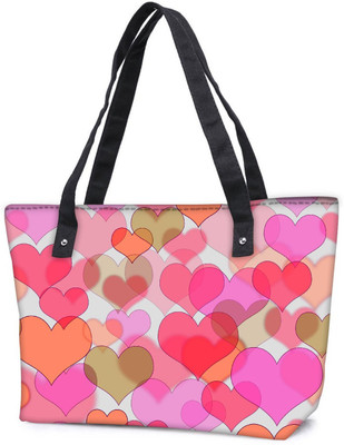 

Snoogg Pack Of 2 Light Color Hearts Combo Tote Shopping Grocery Bag With Coin Pencil Purse Shoulder Bag(Multicolor, 5 L)