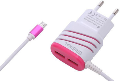 

Edfigo Universal Dual USB 2.5Amp Fast Travel Charger For All Android Mobile Charger(Pink)