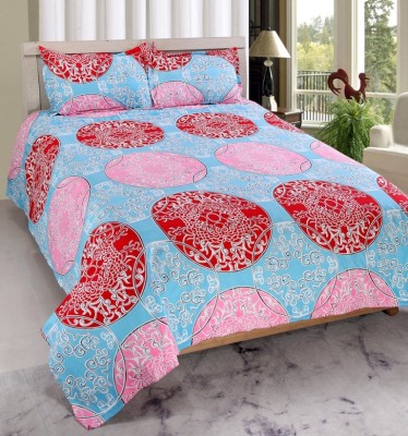 Welhouse India Cotton Double Geometric Flat Bedsheet(Pack of 1, Multicolor)
