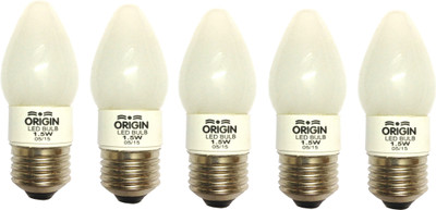 Origin 1.5 W Basic Candle E27 LED Bulb(Yellow, Pack of 5)