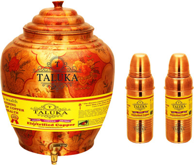 

TALUKA Handmade Water Pot Dispenser Matka Water Tank Water Copper Bottle - 17.6 L Copper Grocery Container(Pack of 3, Brown)