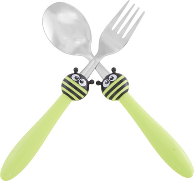 

EZ Life EZ Life Kids 2 Pieces Cutlery Set - Green Bee - Spoon & Fork Stainless Steel Cutlery Set(Pack of 2)