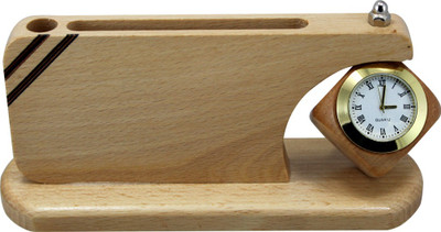 

Radius 2 Compartments wood Pen Stand(Brown)