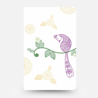

inkFlap A5 Journal(FlapBook Thin Premium Plain Notebook - Peacock on Branch, White)