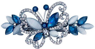 

GELILIA Opals & Crystal Studded Butterfly Shape Hair Clip(Blue, Silver)