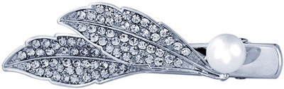 

GELILIA Chic Leaf Shaped Crystal & Pearl Studded Hair Clip(Silver)