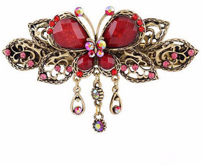 

GELILIA Beautiful Butterfly Style Crystal Studded Hair Clip(Red)